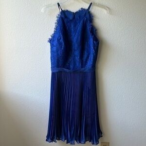 JJ's House dress royal blue pleated lace semi formal barbie core size 6